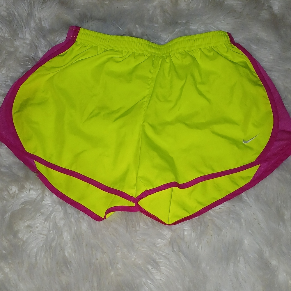 Nike Bright Yellow and Pink Running Shorts